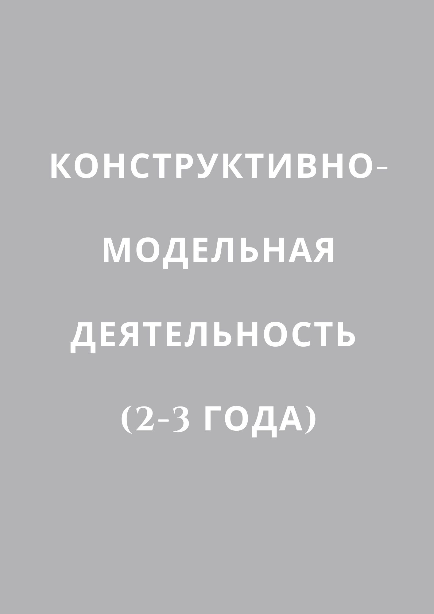 Конструктивно-модельная деятельность (2-3 года)