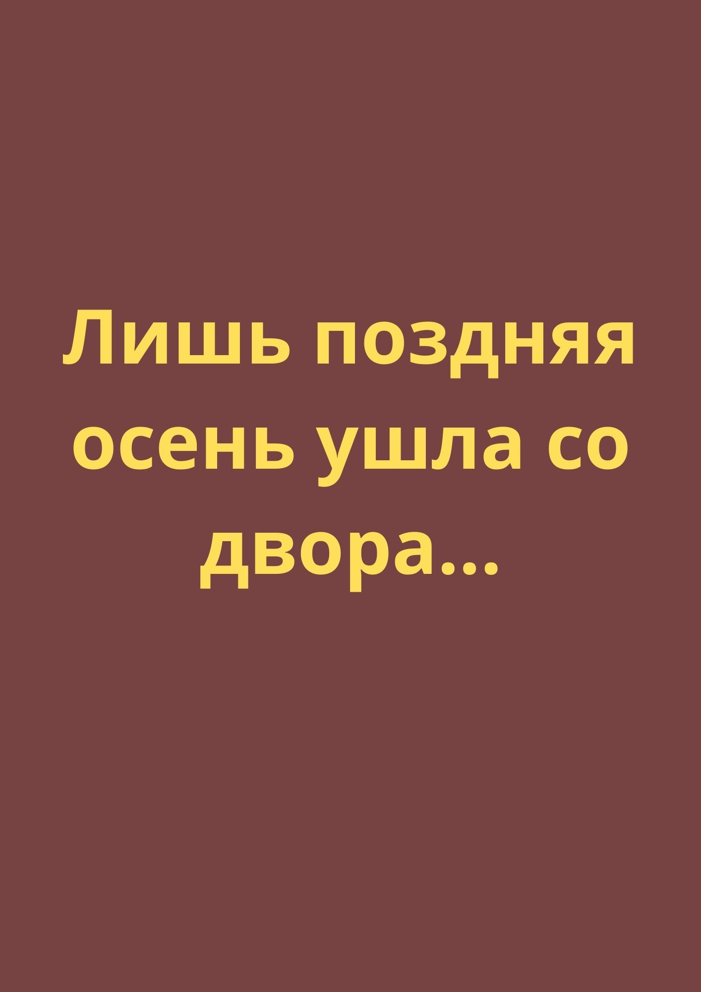 Лишь поздняя осень ушла со двора...