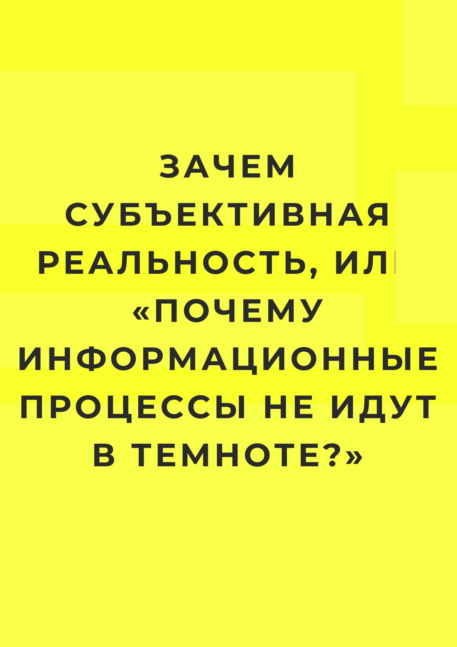 Зачем субъективная реальность, или «Почему информационные процессы не идут в темноте?»