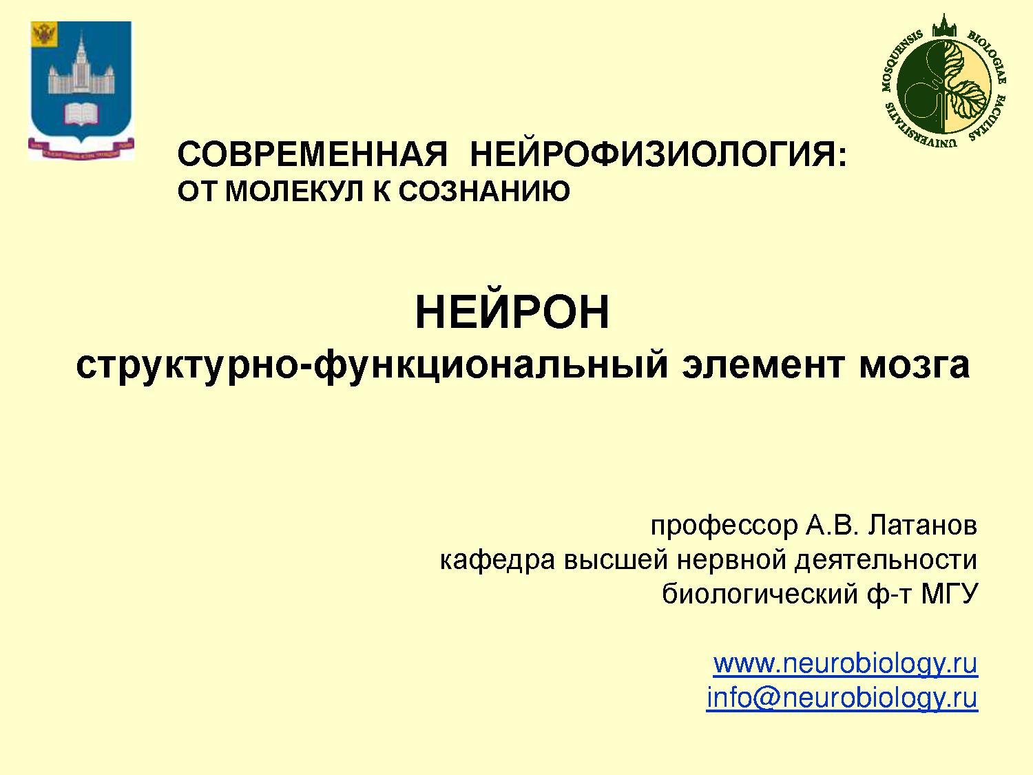 Нейрон - структурно-функциональный элемент мозга