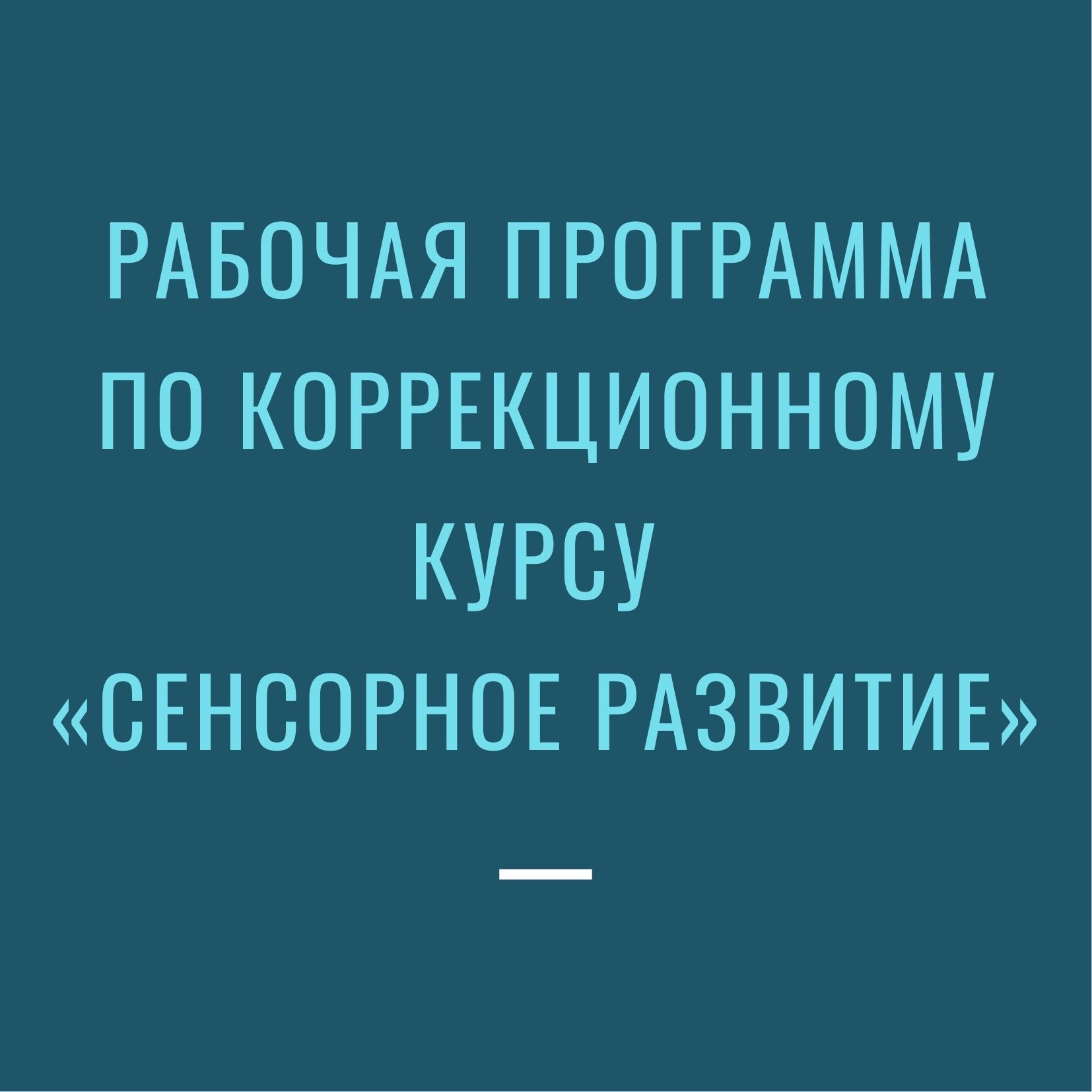 Рабочая программа по коррекционному курсу «Сенсорное развитие»