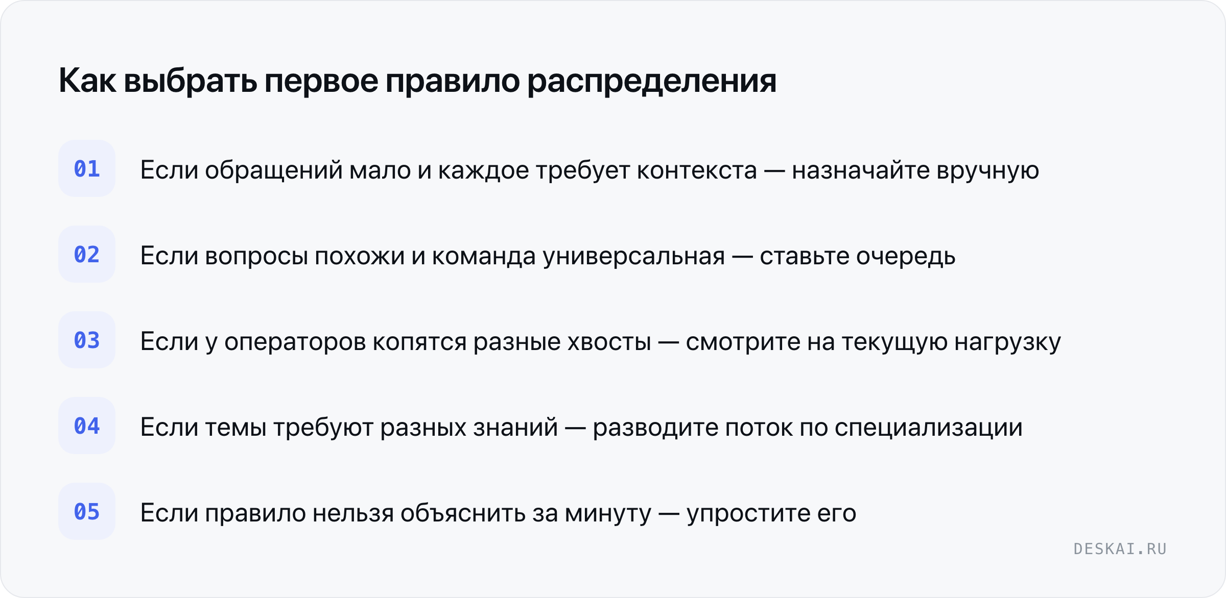 Как выбрать первое правило распределения