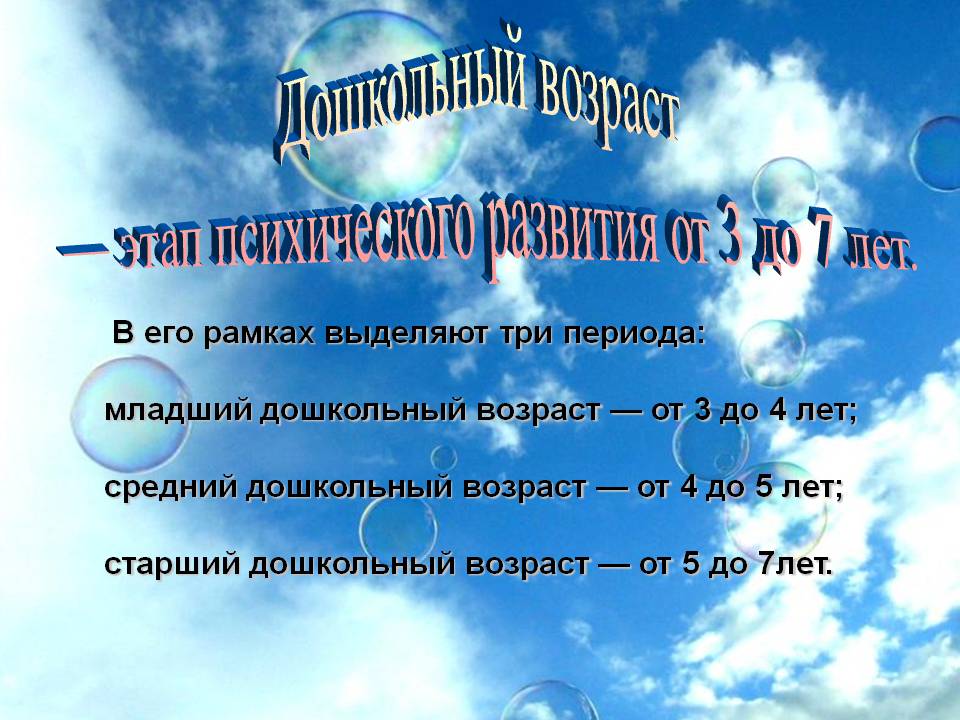 Периоды дошкольного возраста