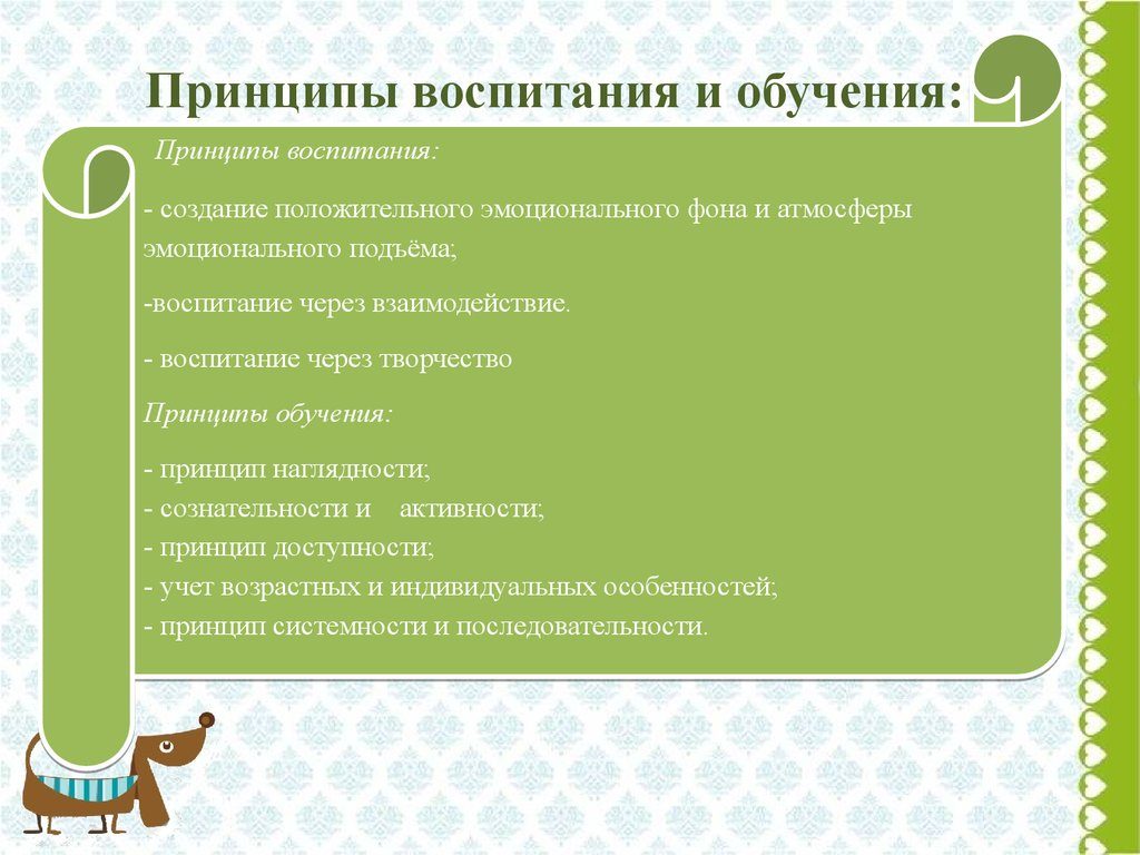 Принципы воспитания и обучения