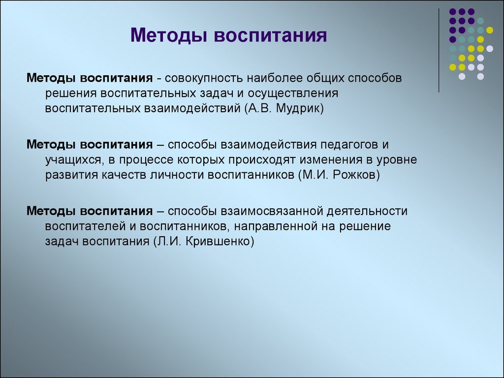 Методы психологии в воспитании