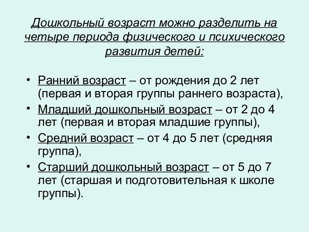 Периоды дошкольного возраста - описание