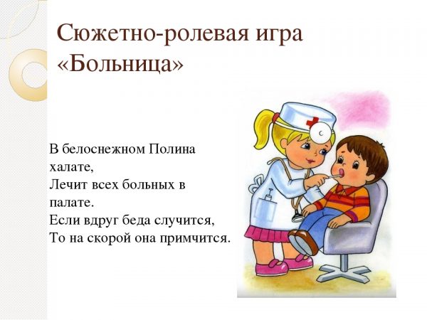 Сюжетно-ролевая игра "Больница"