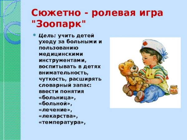 Сюжетно-ролевая игра "Зоопрак"