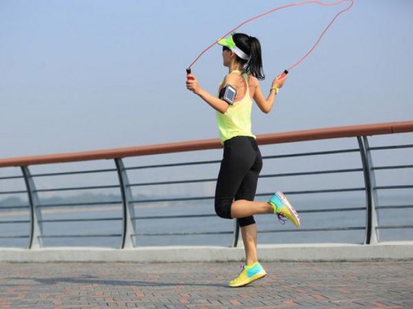 Girl jumping rope