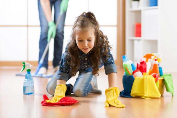 Cleans the apartment