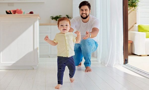 The kid learned to walk