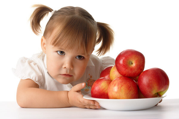 Girl with apples