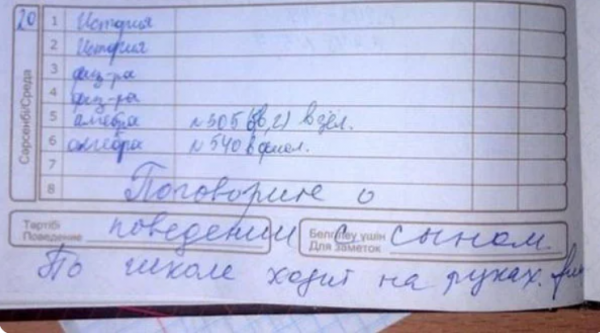 Отдельный жанр литературы - замечания учителей в школьных дневниках