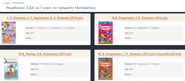 ГЗД 1 класс математика