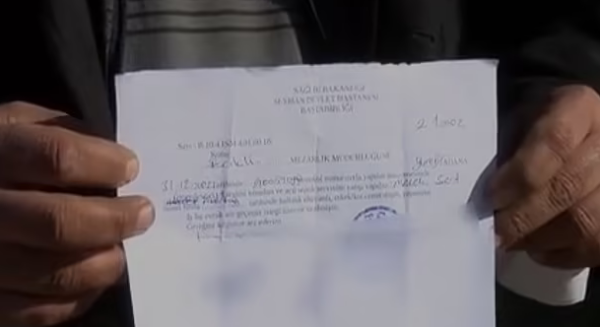 Свидетельство о смерти, выданное родителям