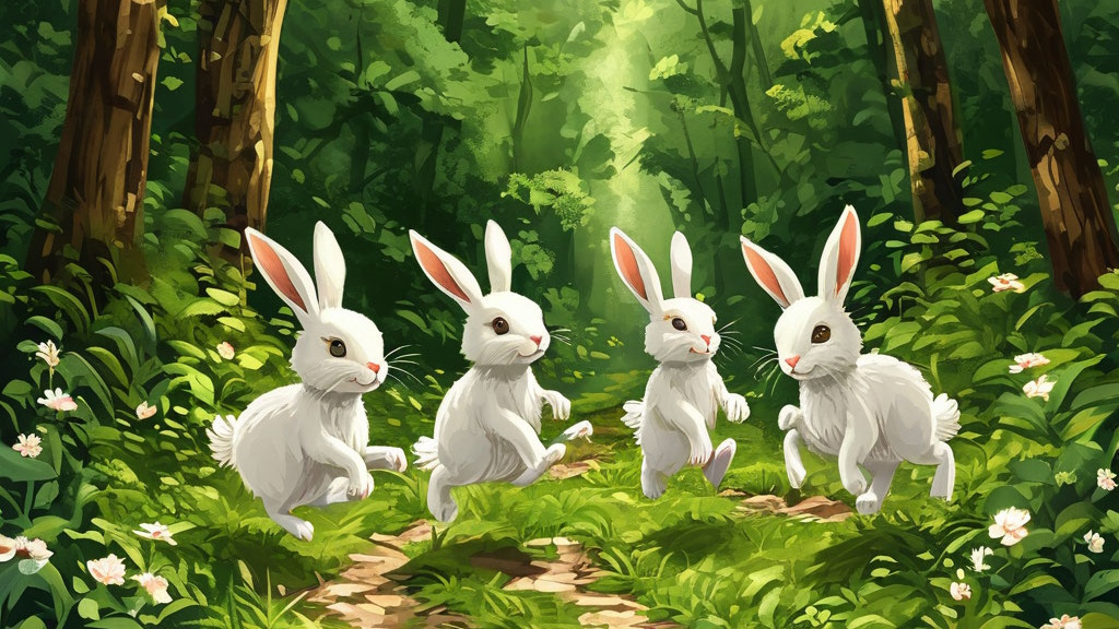 Просто кролики в весеннем лесу
