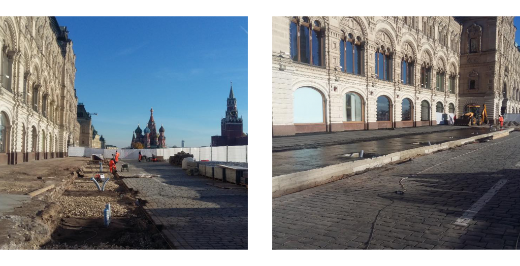 Вместо лип у ГУМа положили асфальт. И оставили место для осветительных сооружений