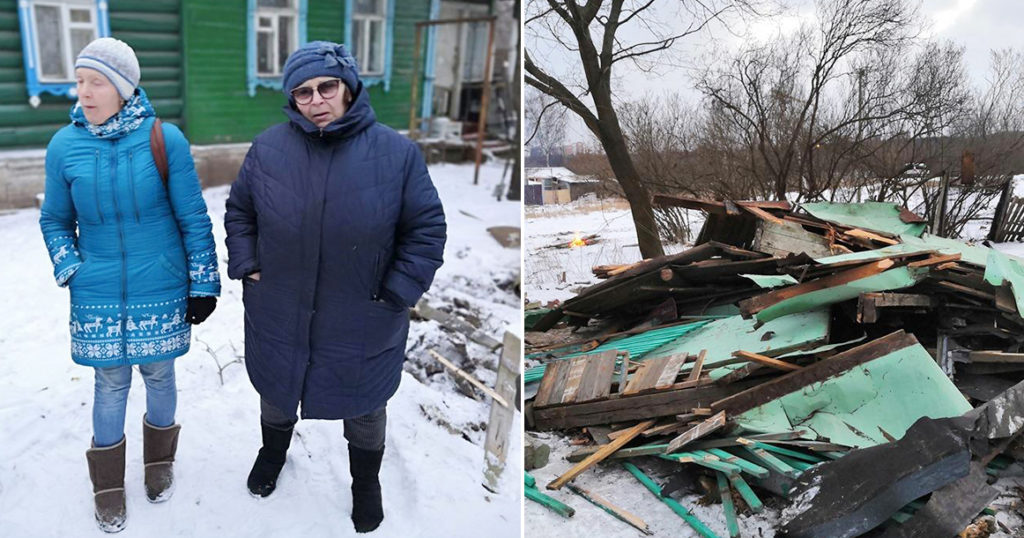 В деревне Терехово сносят дом вместе с проживающей в нем пенсионеркой