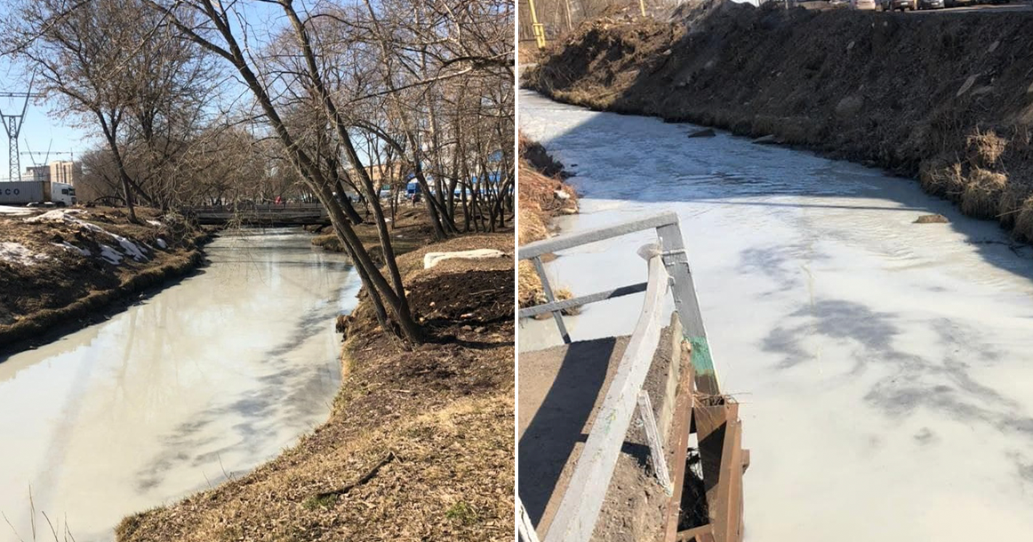 Вода в реке Лихоборке неожиданно стала молочно-белого цвета