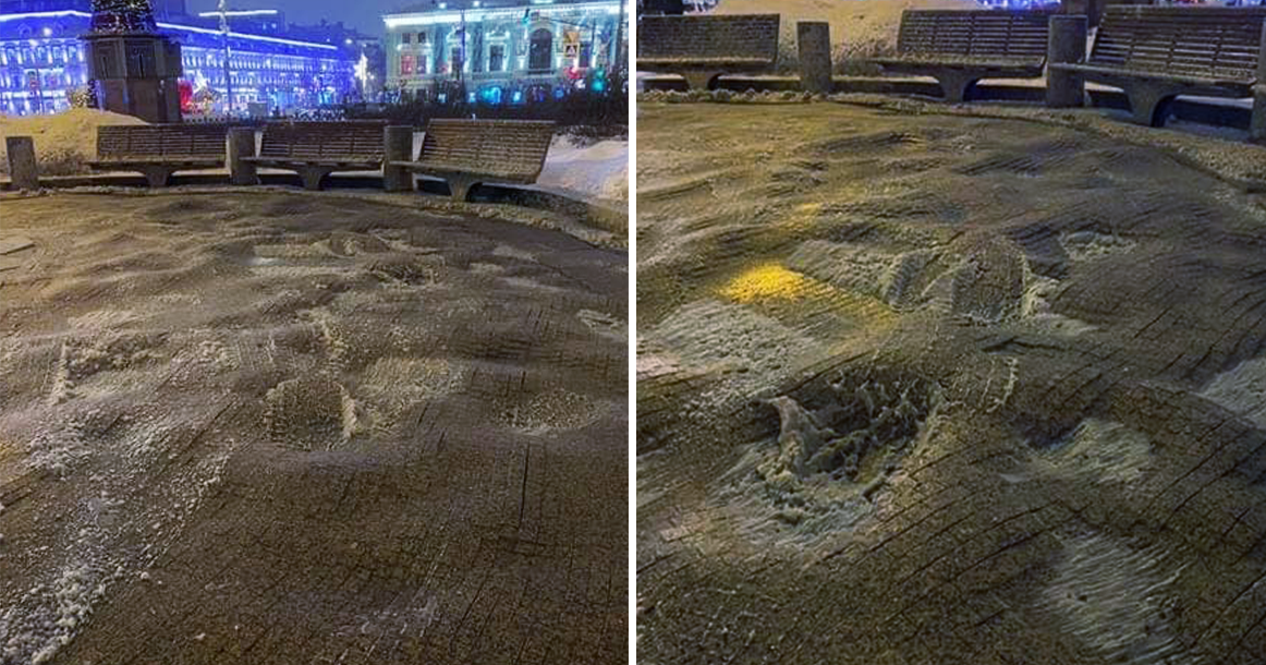 На Трубной площади плитка пошла волнами