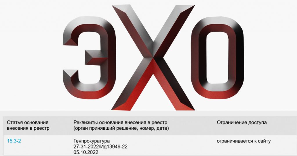 Роскомнадзор заблокировал сайт возрожденного «Эха Москвы» на четвертый день его работы