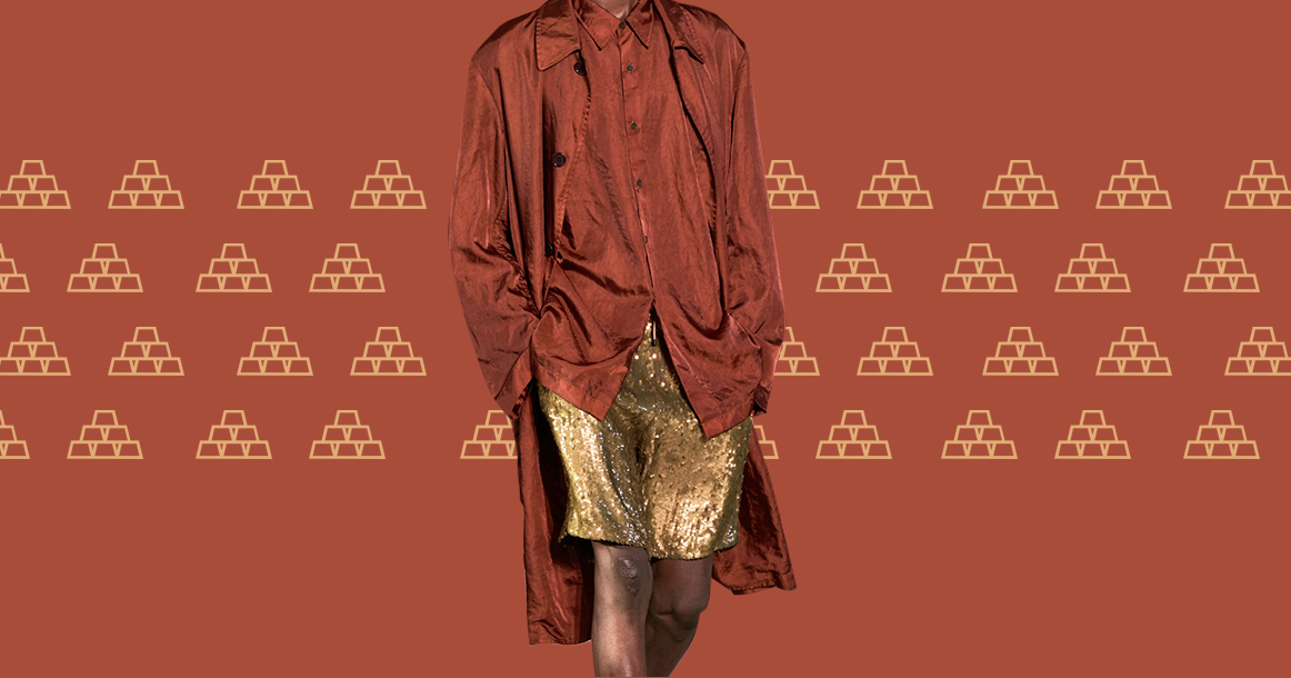 Вещь недели: мужские золотые шорты Dries Van Noten