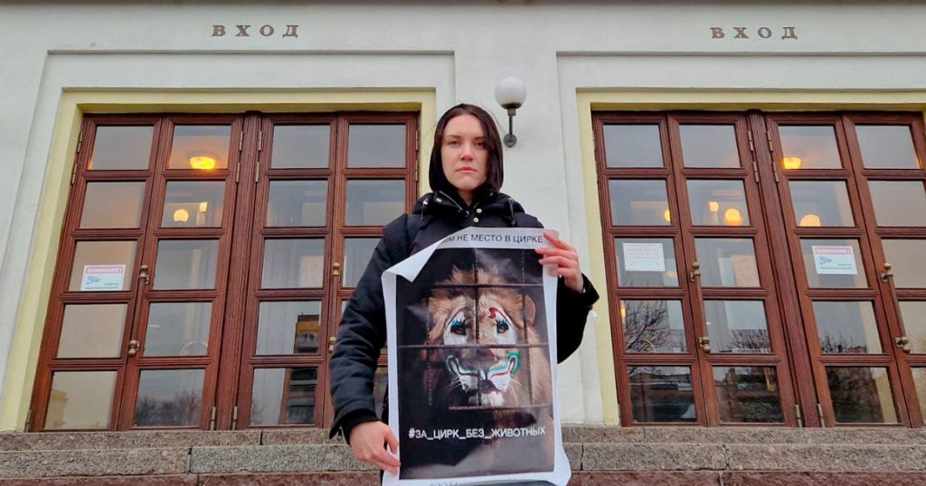 У цирка на Цветном бульваре девушки вышли на пикет против выступления животных в цирках