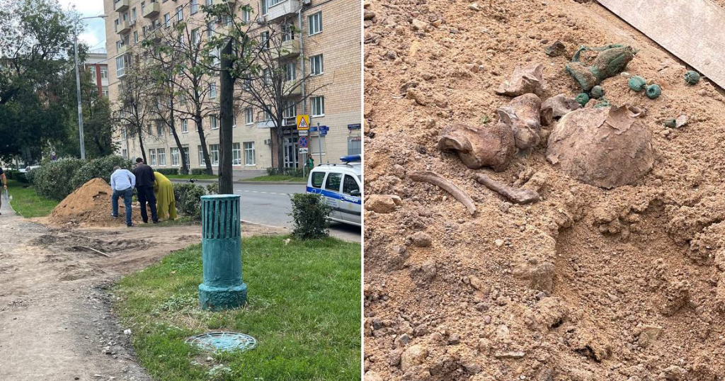 Человеческие кости и надгробие откопали во время благоустройства набережной Тараса Шевченко