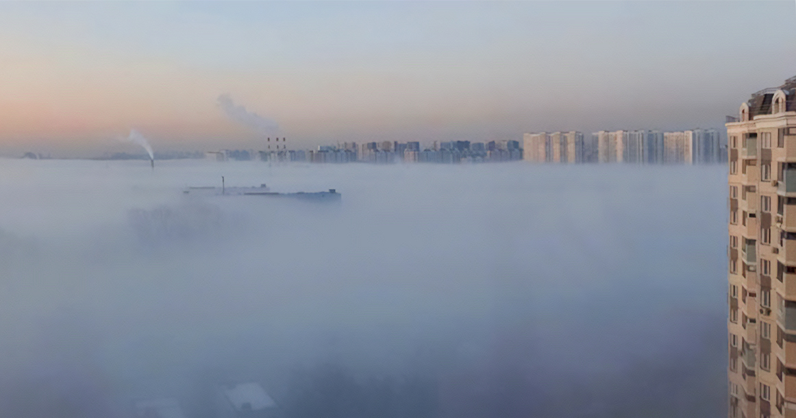 Сегодня утром Некрасовку накрыл плотный туман