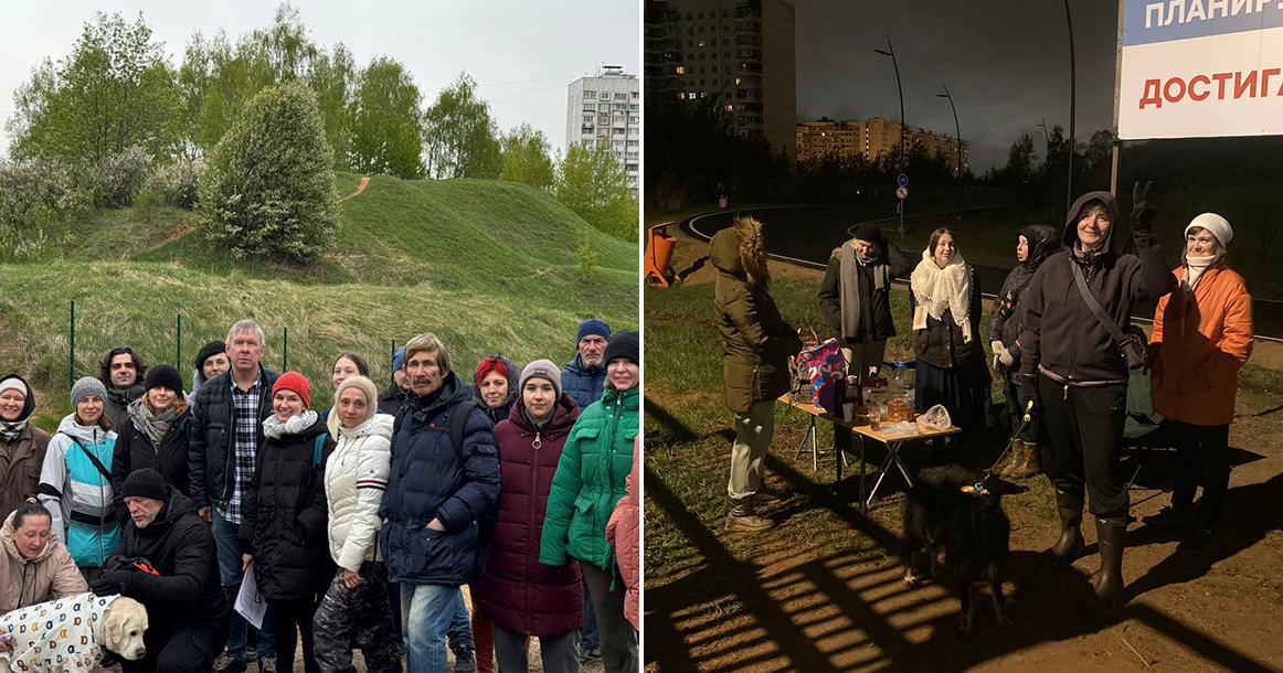 Москвичи обороняют парк «Крылатские холмы» от строительной техники