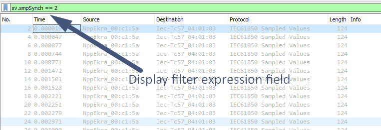 Display filter text box in Wireshark