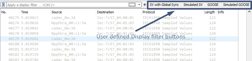 Filter buttons in the Wireshark toolbar