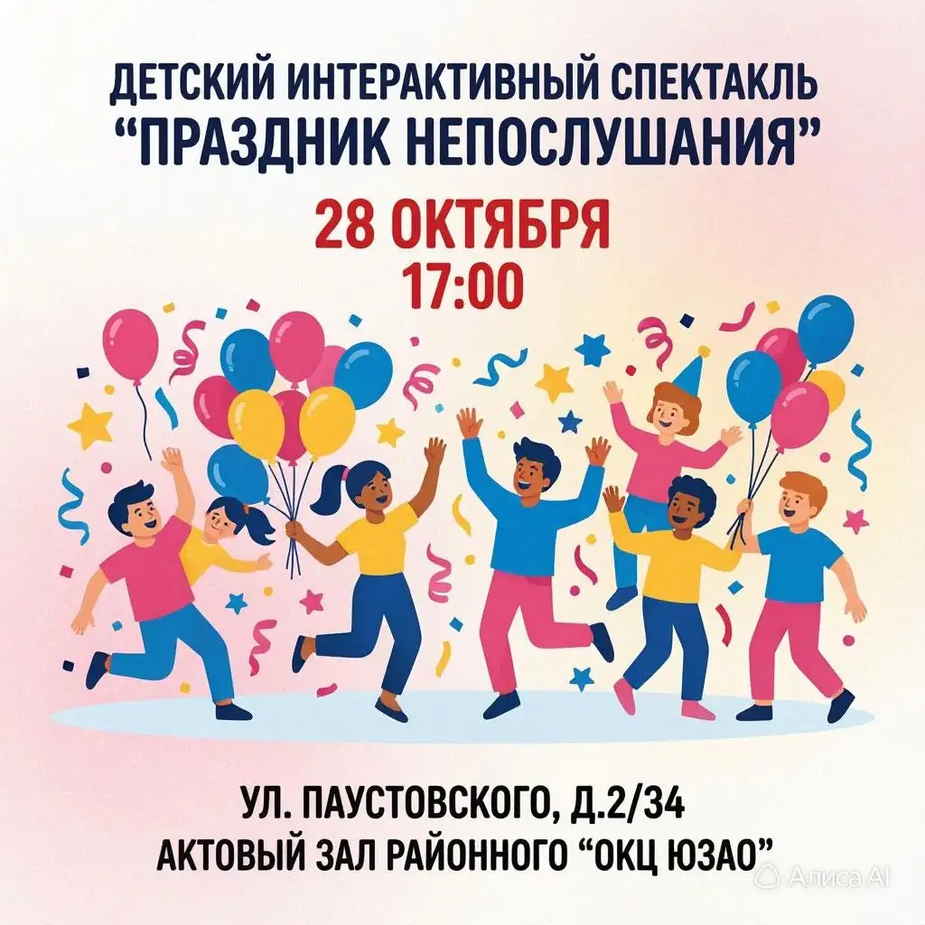 Детский интерактивный спектакль «Праздник непослушания»