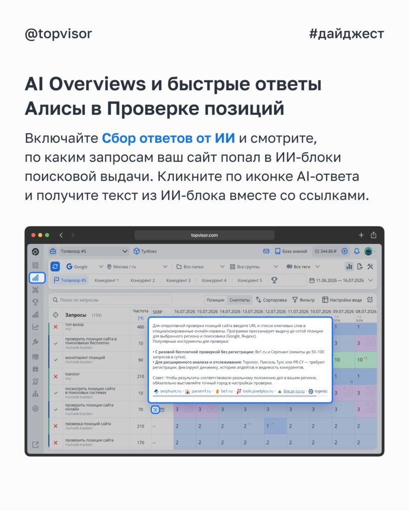 Итоги июня 2026 года: обновления и нововведения сервиса Топвизор для SEO-специалистов