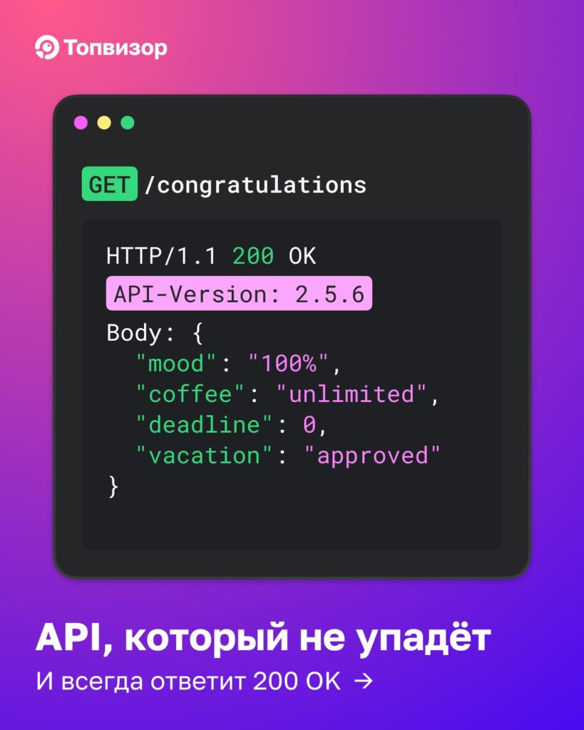 Обзор возможностей API сервиса Топвизор и поздравление разработчиков