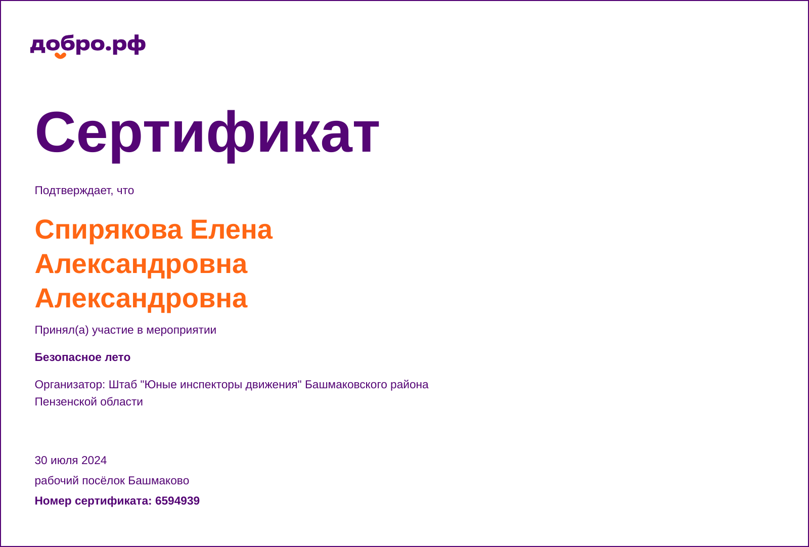 certificate