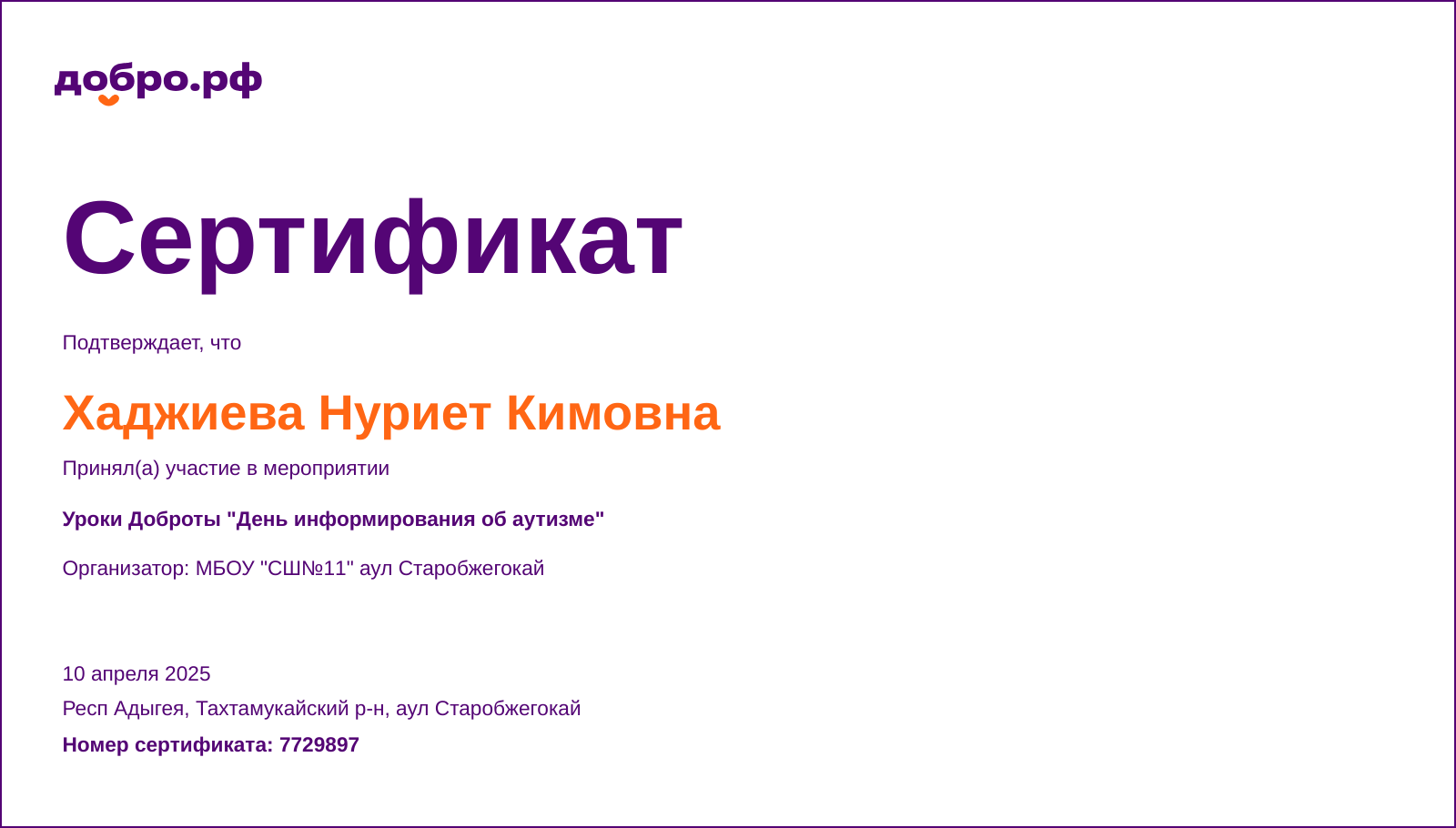 certificate