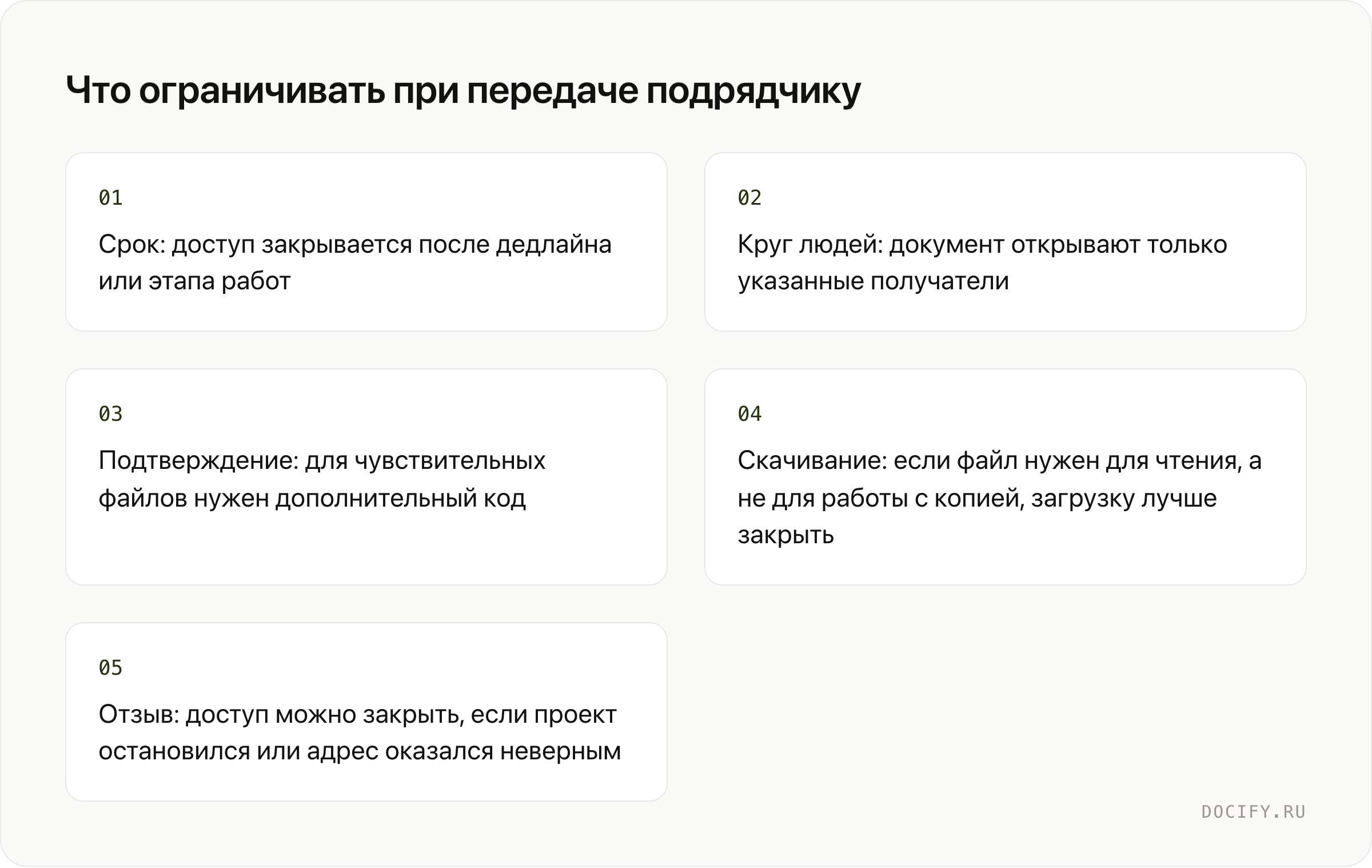 Что ограничивать при передаче подрядчику