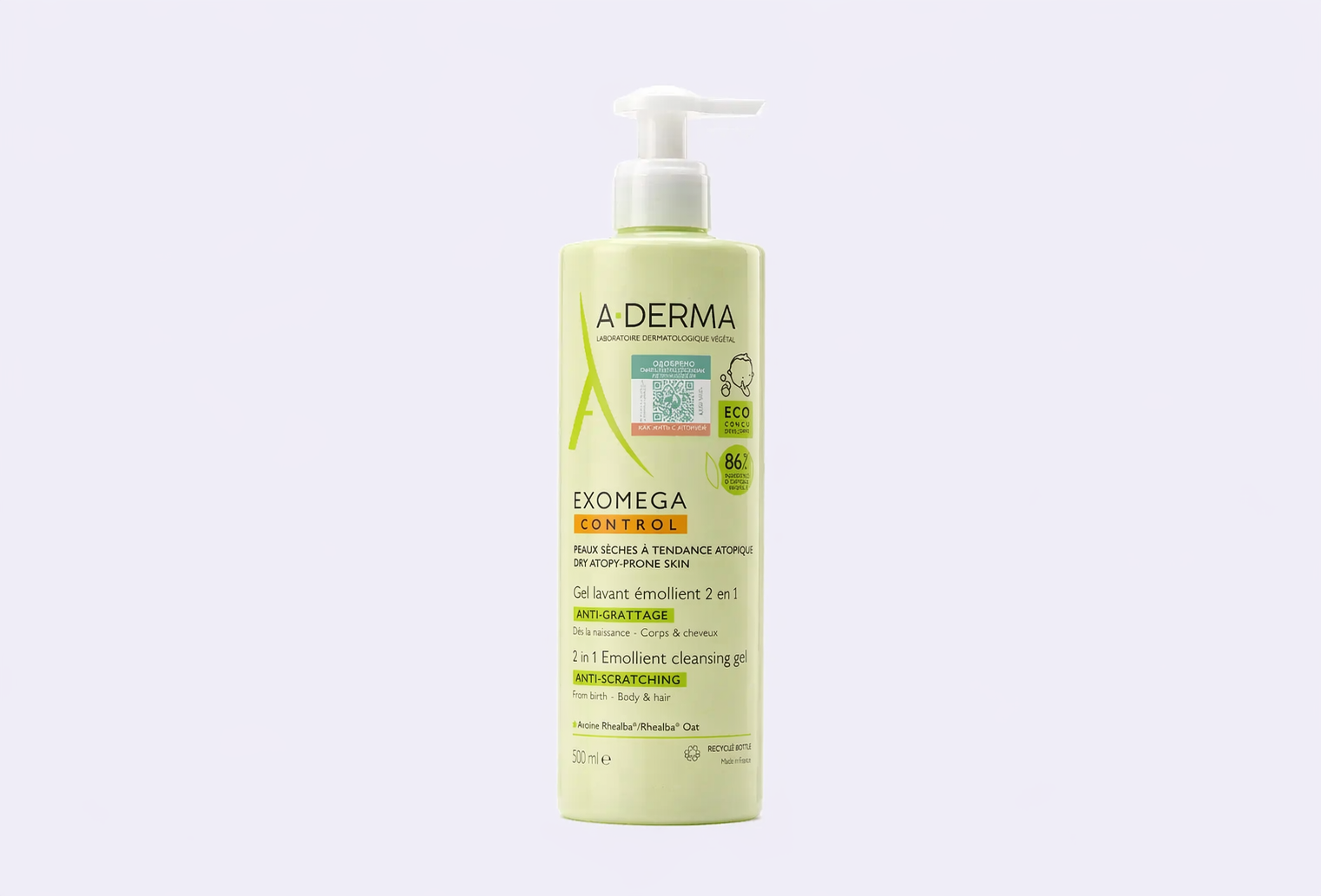 Очищающий гель для тела и волос A-DERMA EXOMEGA CONTROL