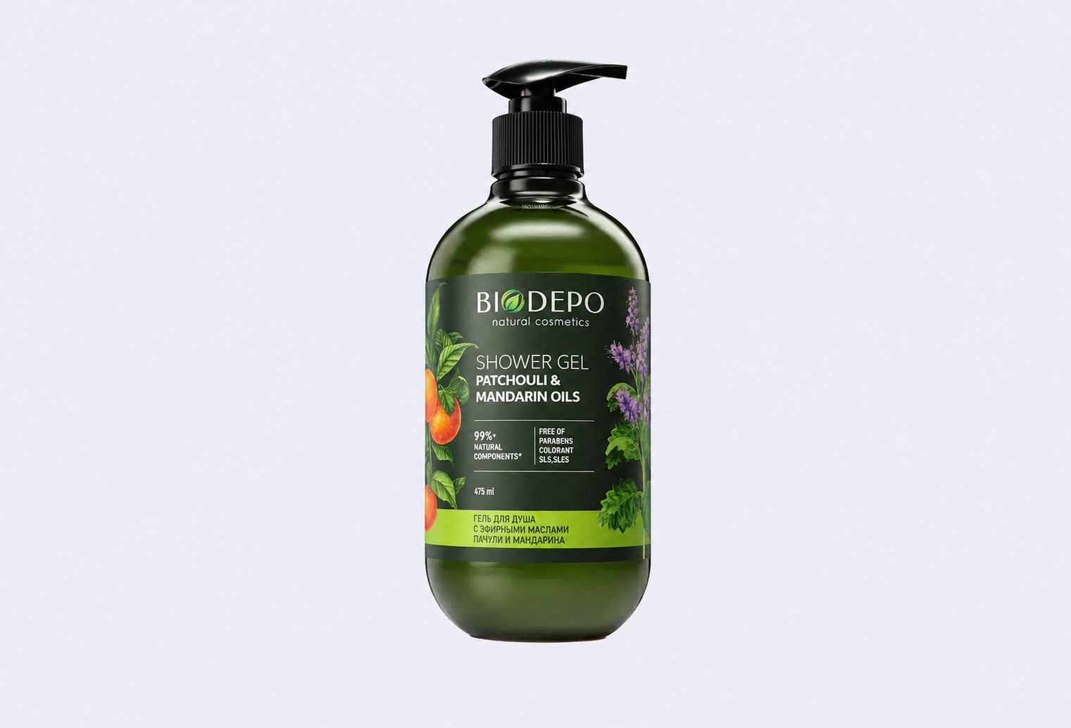 Гель для душа натуральный BIODEPO Patchouli oil & mandarin oil