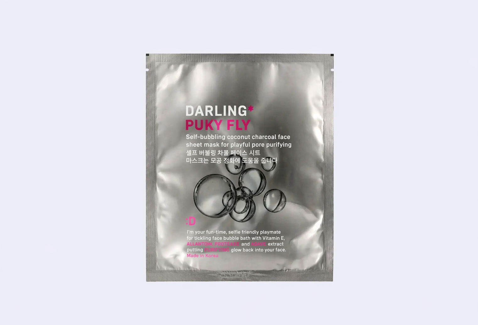 Пенящаяся угольная тканевая маска DARLING Pury Fly SELF-BUBBLING COCONUT CHARCOAL MASK