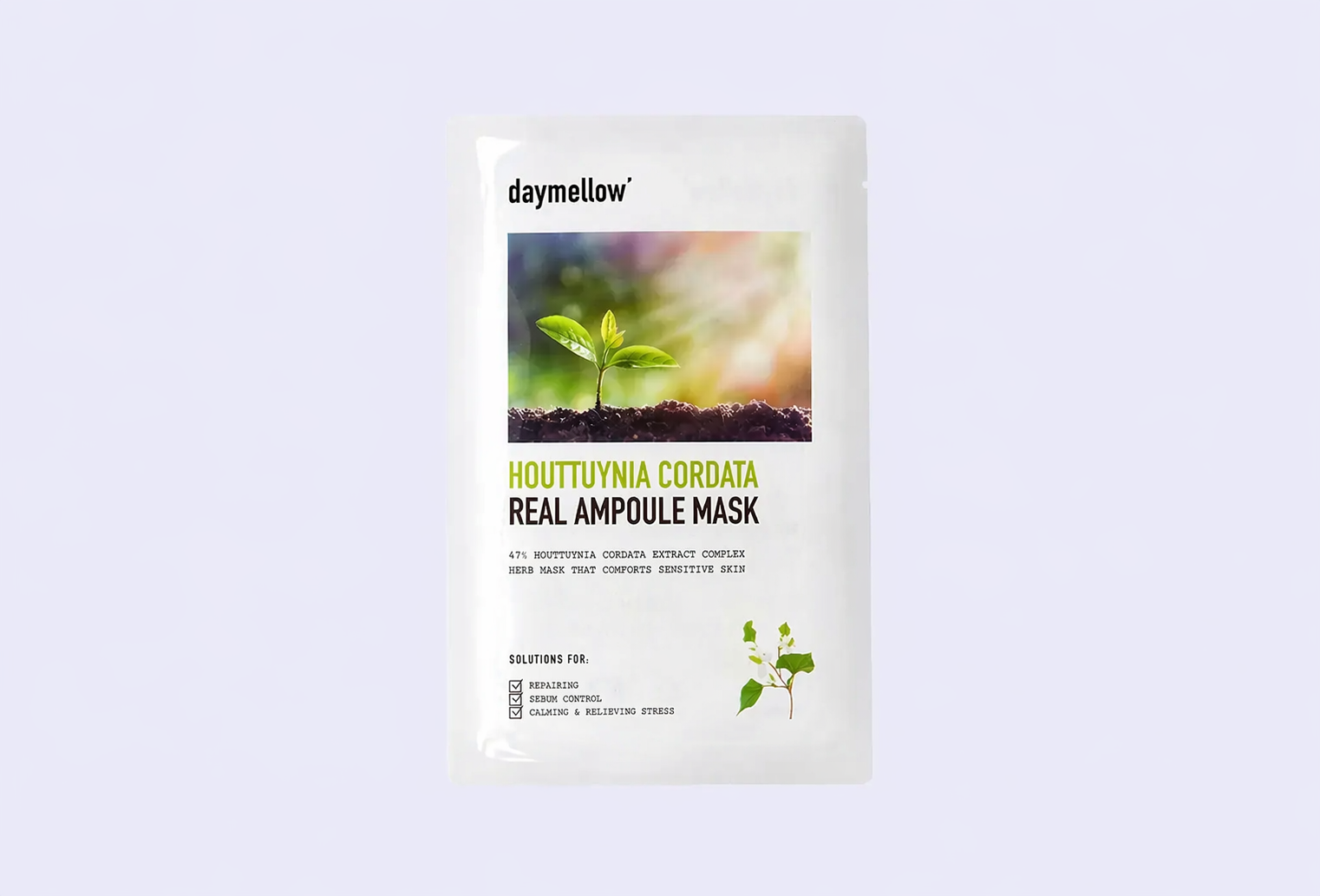 Тканевая маска для лица DAYMELLOW' HOUTTUYNIA CORDATA REAL AMPOULE MASK