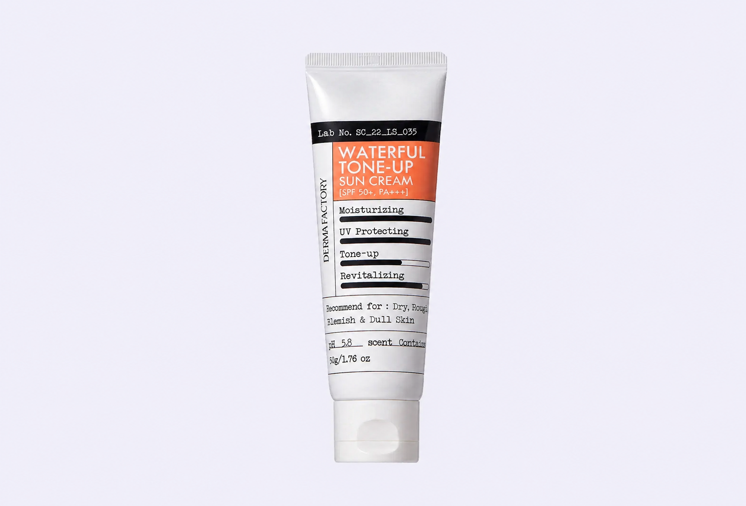 Солнцезащитный крем для лица Spf 50+ DERMA FACTORY WATERFUL TONE UP