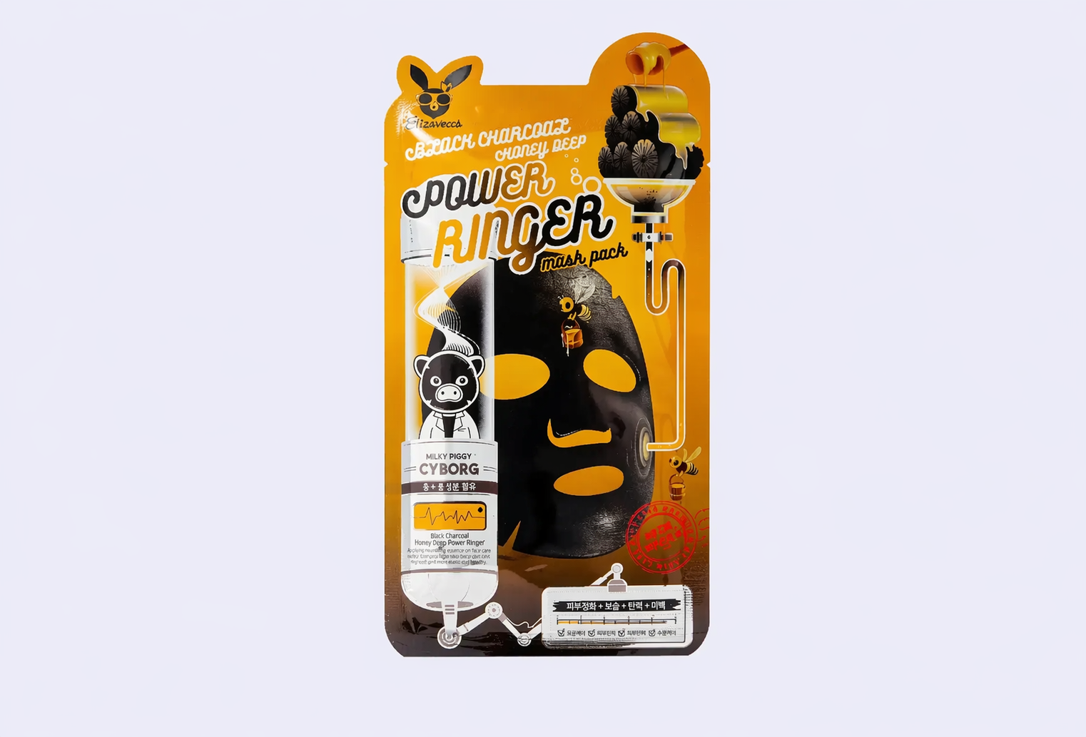 Тканевая маска для лица ELIZAVECCA Black Charcoal Honey Deep Power Ringer Mask Pack