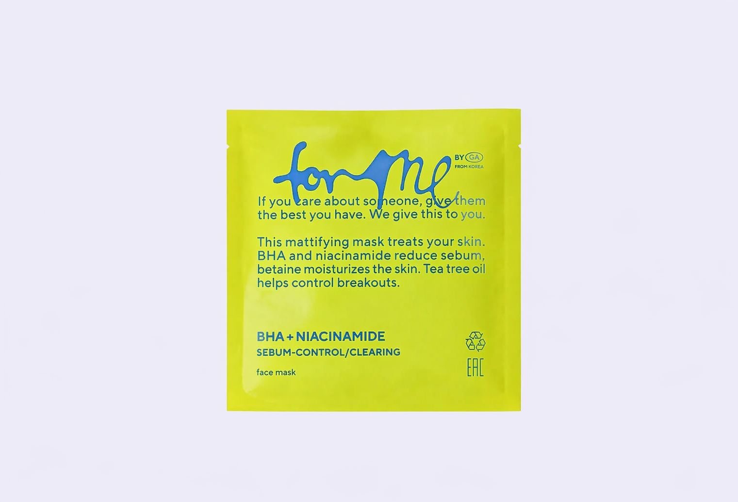 Тканевая маска FOR ME BY GOLD APPLE BHA+NIACINAMIDE