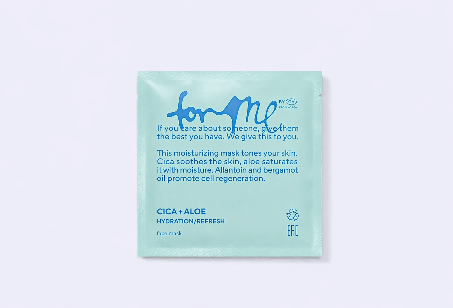 Тканевая маска FOR ME BY GOLD APPLE CICA+ALOE
