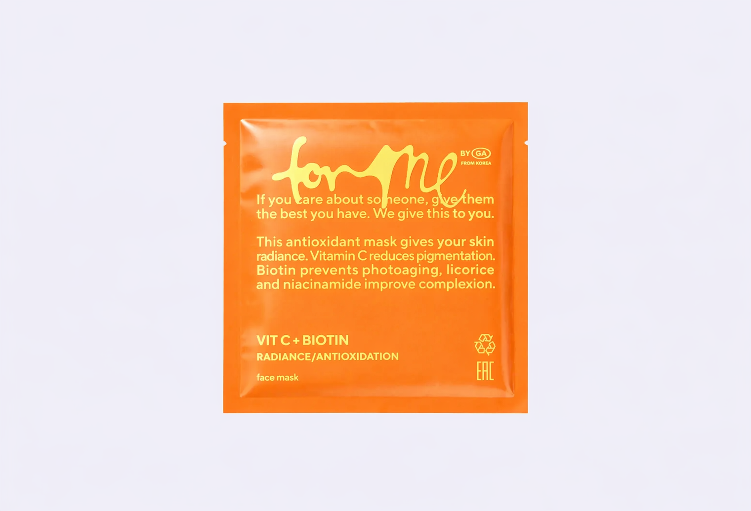 Тканевая маска для сияния FOR ME BY GOLD APPLE VIT C+BIOTIN