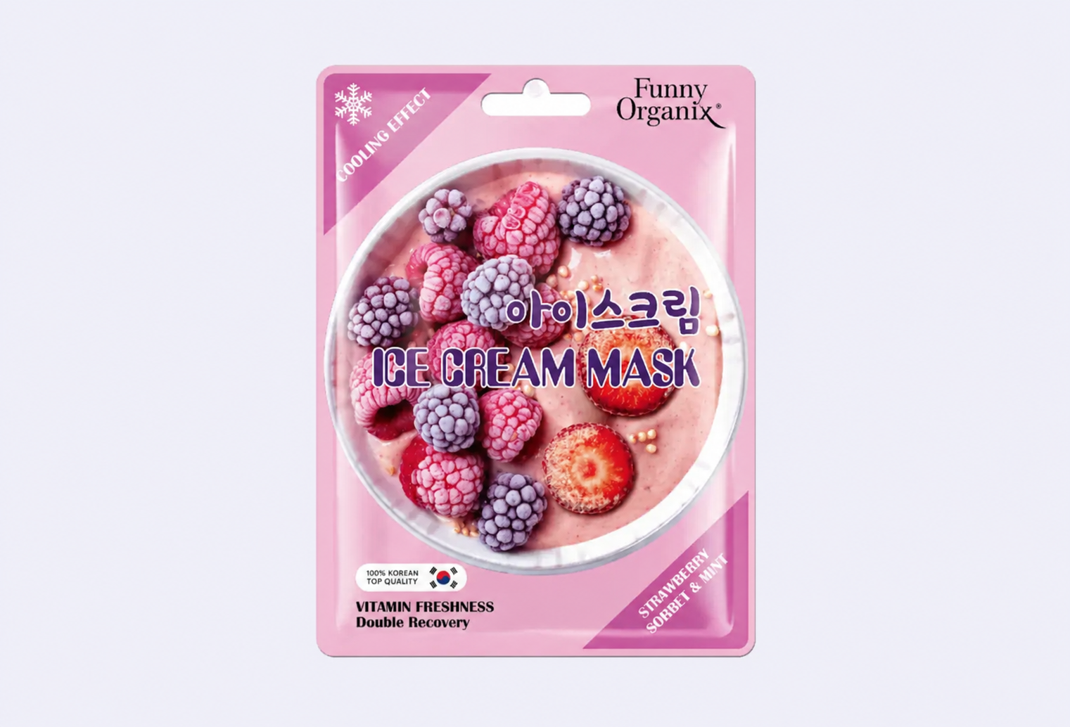 Тканевая маска для лица FUNNY ORGANIX STRAWBERRY SORBET & MINT Frost Freshness Cooling Ice-Cream Sheet Mask