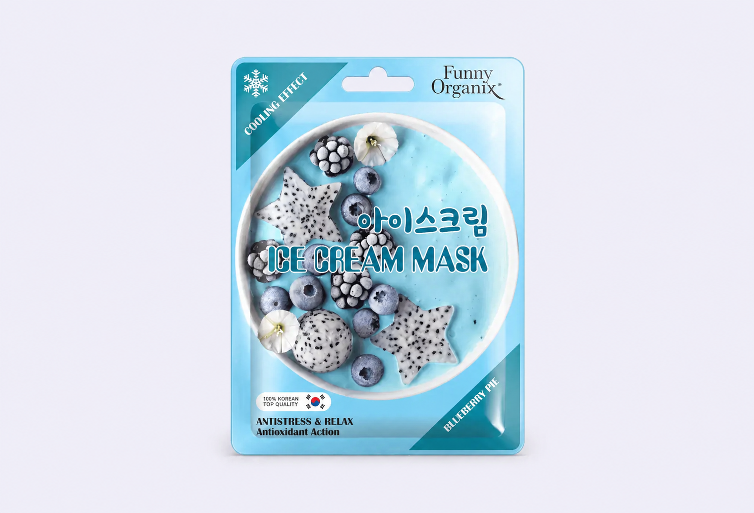 Тканевая маска для лица FUNNY ORGANIX Cooling Ice-Cream Sheet Mask BLUEBERRY PIE