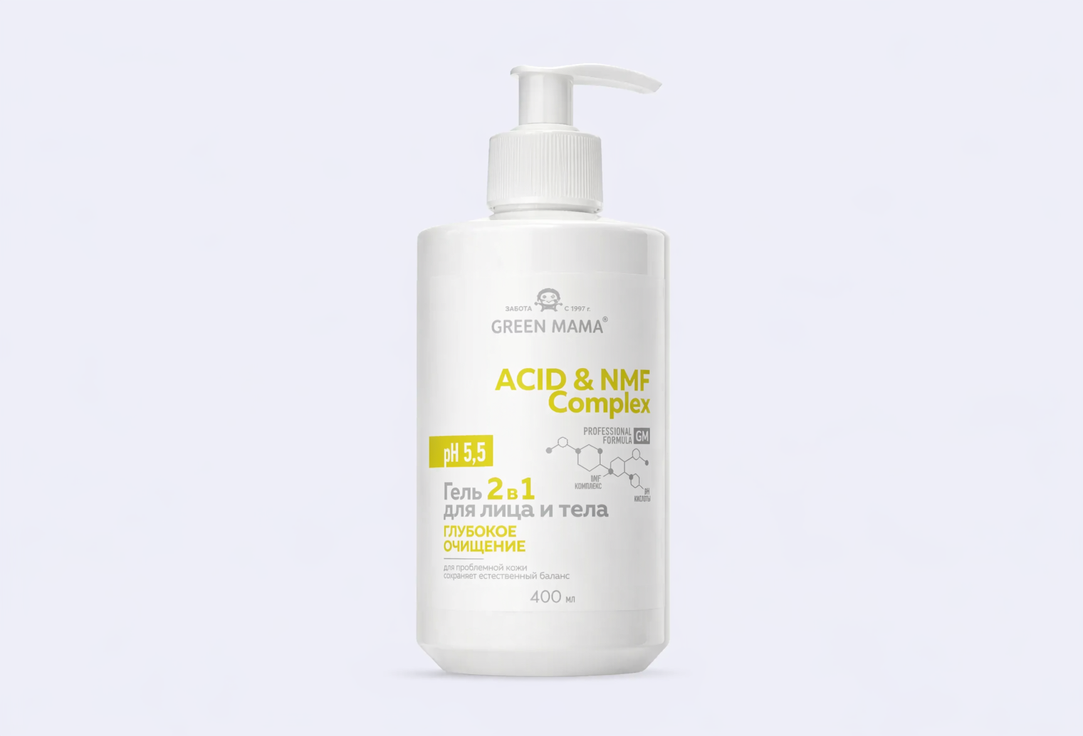 Гель 2 в 1 для лица и тела GREEN MAMA ph 5.5 acid and nmf complex